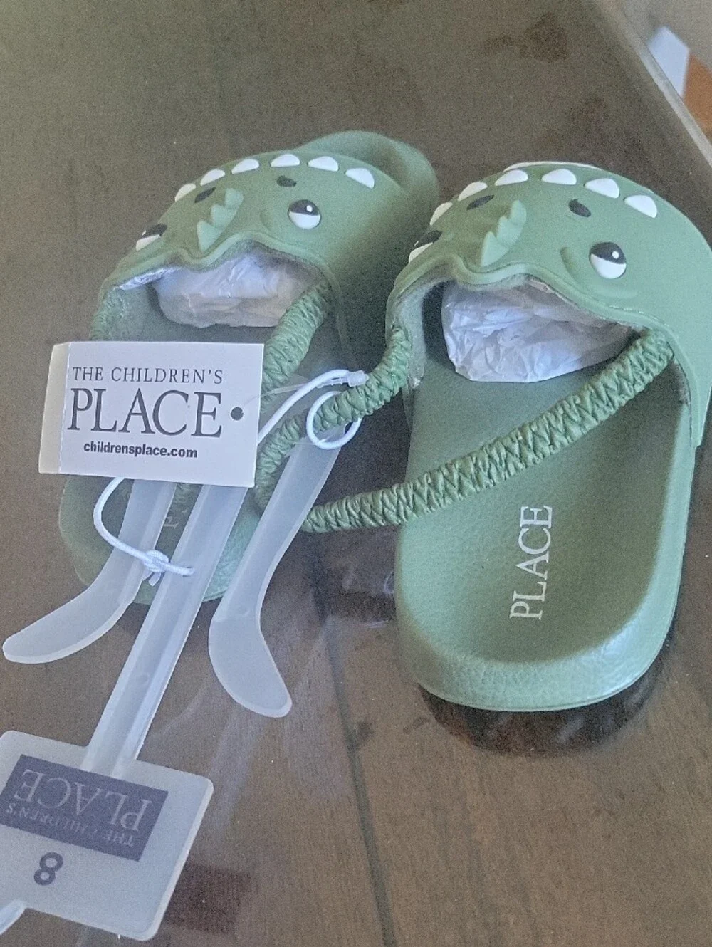 The Children's Place Green Dinosaur Slip-On Kids Sandals
